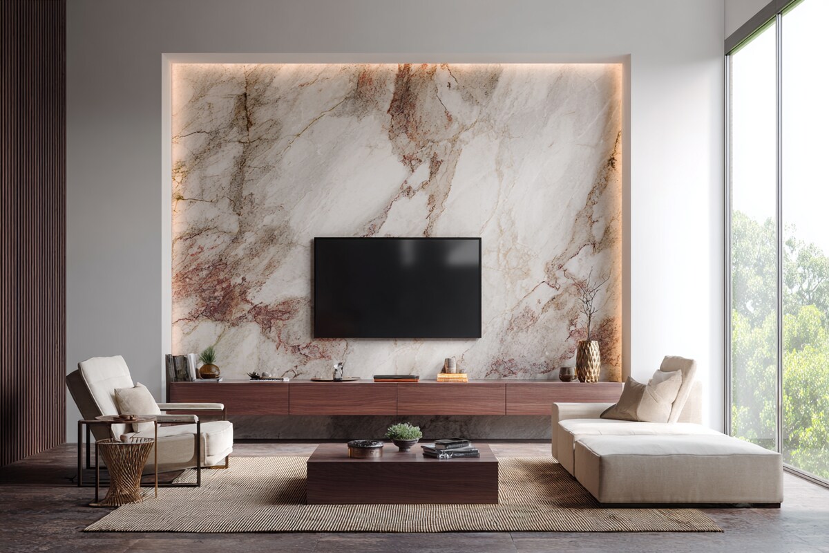 Floating Entertainment Bench with Push-to-Open Lacquered Media Drawers #19